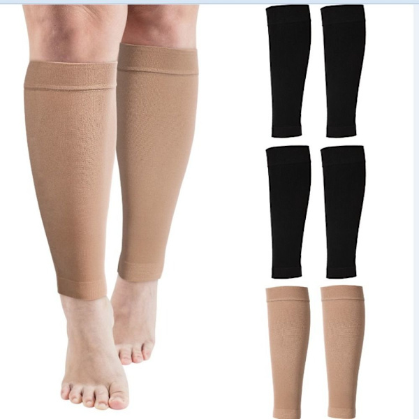1 par Sport Vadstöd Fotlösa kompressionsstrumpor SVART-XL Black-XL