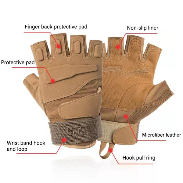 Outdoor Tactical Gloves Half Finger Gloves MUSTA L L Black L-L