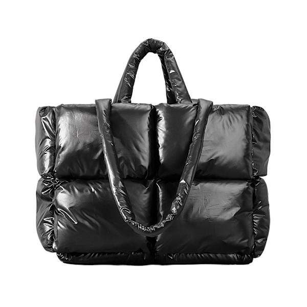 Stor puffer mulepose Quiltet puffer håndtaske SORT Black