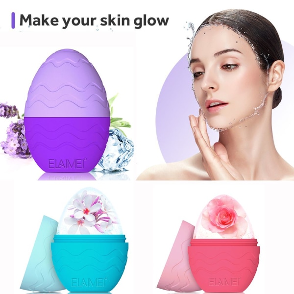 Silikon äggformad massage Ice Roller Face Massager lila