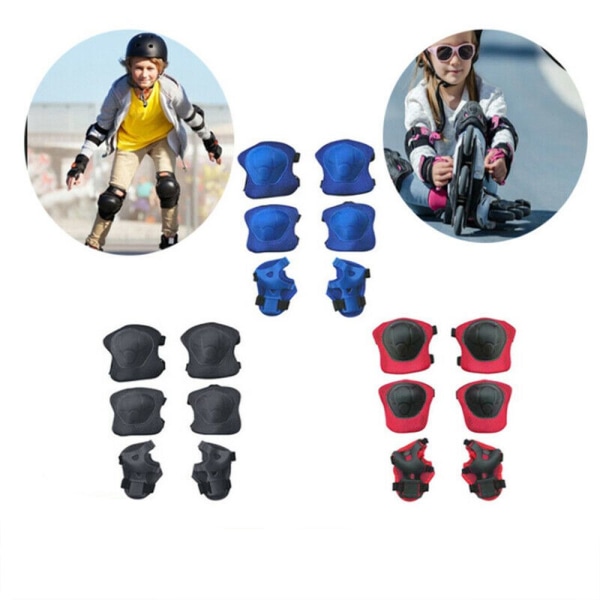 6st/ set Skyddsutrustning för barn Sport handledsknäskydd black