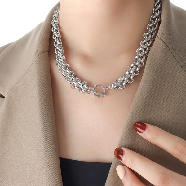 Överdrivet halsband Trendiga Coola Kvinnor Halsband Armband SILVER Silver Necklace-Necklace