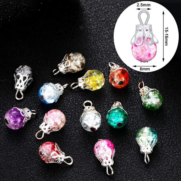 Glas Drop Beads Crackle Glaspärlor Crystal Dangle Charms