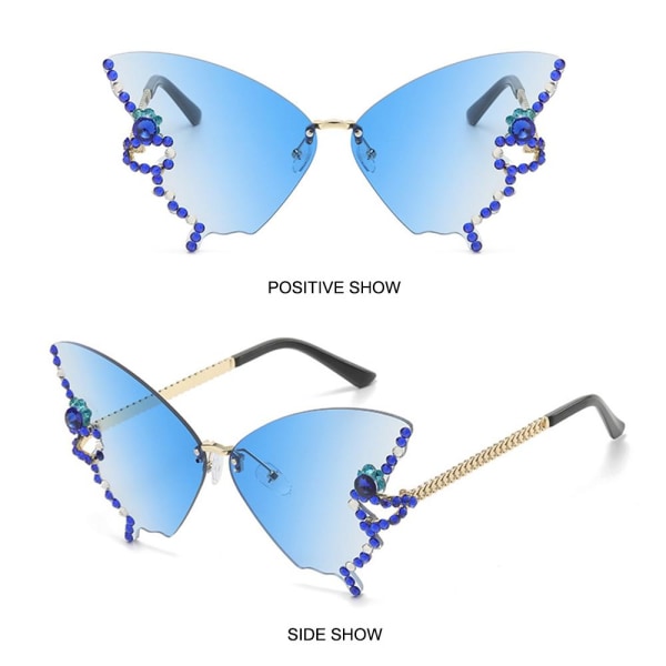 Diamond Butterfly Solbriller Bling Solbriller GRADIENT Gradient Blue-Gray