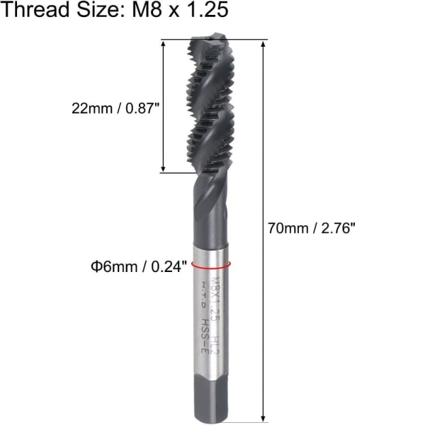 2stk Spiralfløjte Gevind Tap Maskingevind Tap Gevind Taps