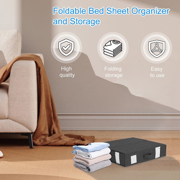 Set Säilytyslaatikko Taitettava vuodevaatteiden organizer BEIGE beige