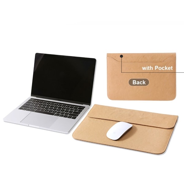 Kraft Paper Laptop Bag Ultrabook Sleeve GRÅ 12-13 TOMMES Grey 12-13 inch