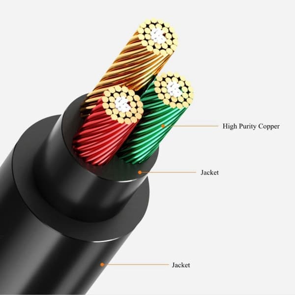 2 Stk Øretelefon Forlengelseskabel TPE Lydkabel SORT 2M Black 2m