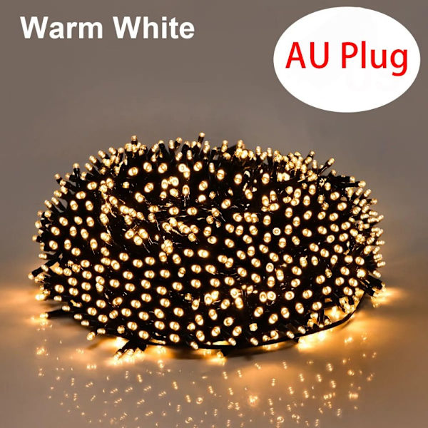 1 Stk LED String Light Jule Decor Light AU STIK-VARM HVID AU Plug-Warm White