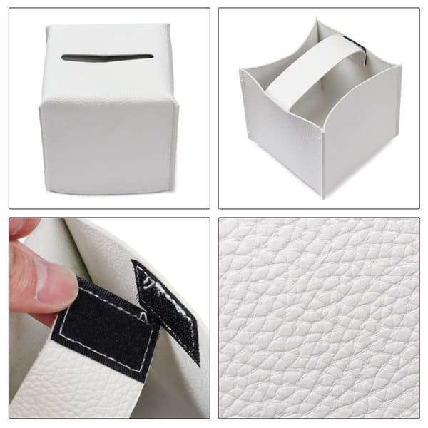 2 Stk PU Læder Tissue Box Holder HVID White