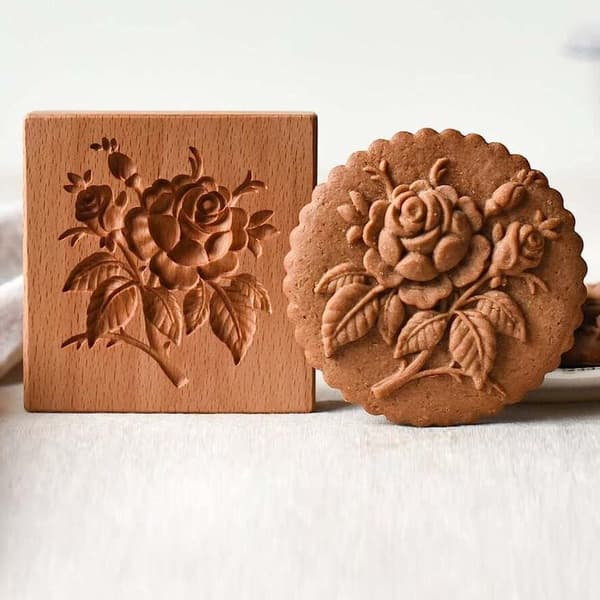 Keksileima Rose Cookie Mold Biscuit Press Stamp