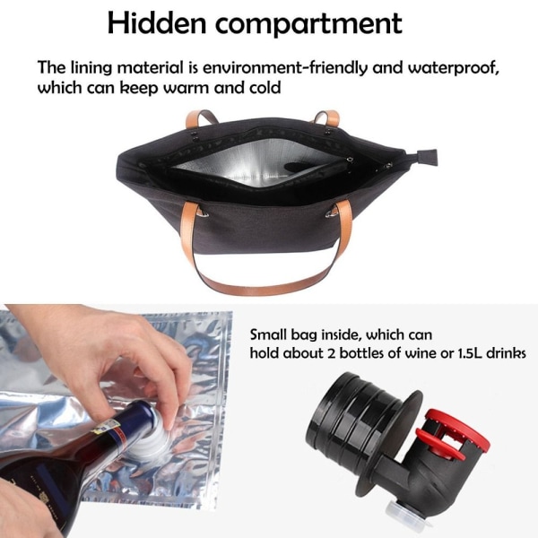 Vin Canvas Bag Tote Håndtaske Skjult isoleret rum