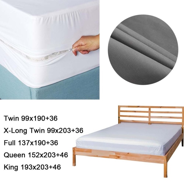 6-sidet madrasbetræk Vandtæt sengetøj GRÅ TWIN TWIN grey Twin-Twin