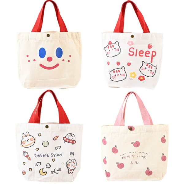 Lærred Tote Bag Mini Håndtasker PEACH PEACH Peach