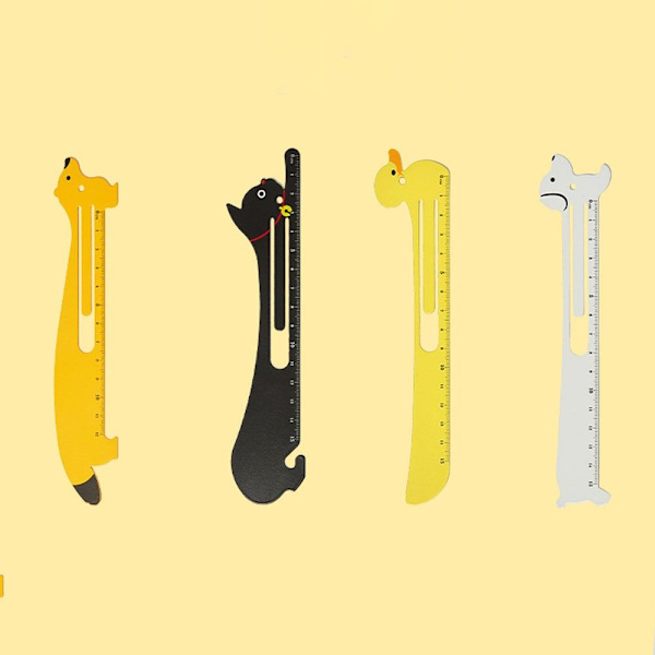 2kpl Sarjakuva metalli Kirjanmerkki Viivain Kirjapidike Paperiliitin KELTAINEN yellow
