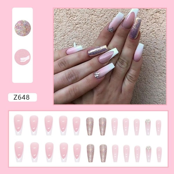 24stk Fake Nails Long French Z650 Z650 Z650