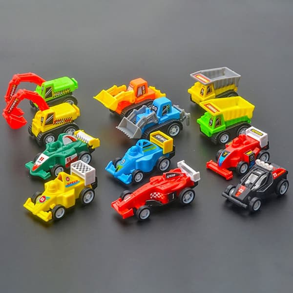 12 stk/sett Mini Treghetsbil Lekebil Modell Engineering Vehicle 12pcs/set