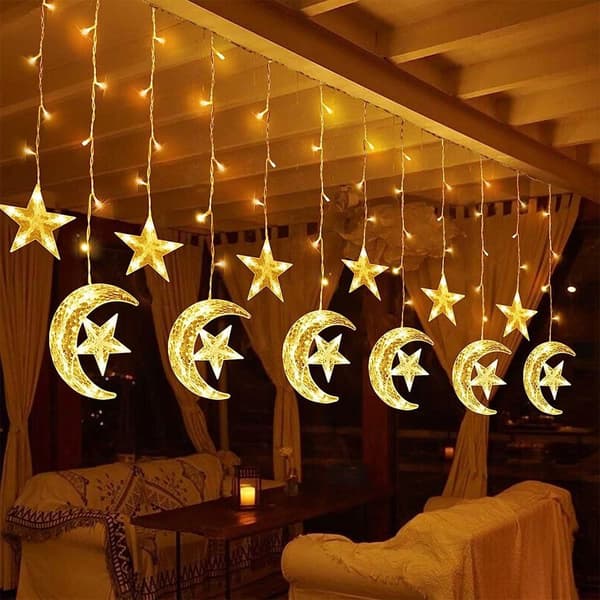 Eid Mubarak Solcellslampor Utomhus Månar Stjärnor Ljus