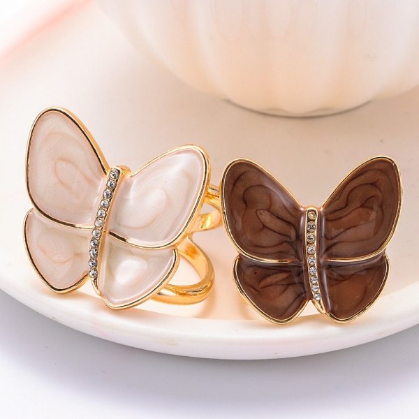 Butterfly Scarf Spänne Rhinestone Scarf Ring Clip VIT 35MM white 35mm-35mm