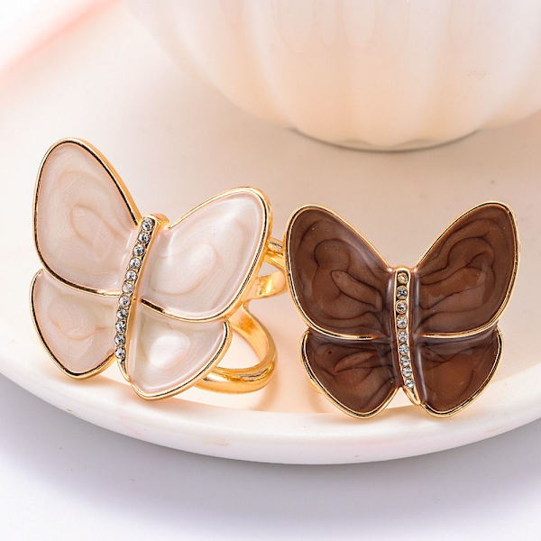 Butterfly Skjerf Spenne Rhinestone Skjerf Ring Clip SORT 35MM black 35mm-35mm