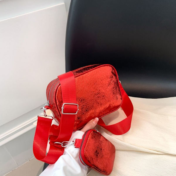 Axelremsväska med paljetter Crossbody-väska RÖD Red