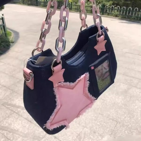Denim Crossbody Taske Håndtasker MØRKEBLÅ Dark Blue