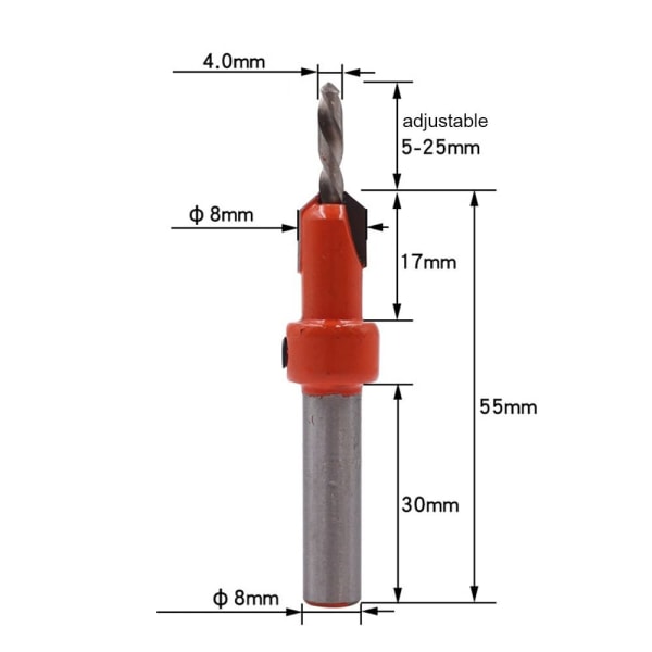 Borkrone Trebearbeidingsverktøy 4X8MM 4x8mm