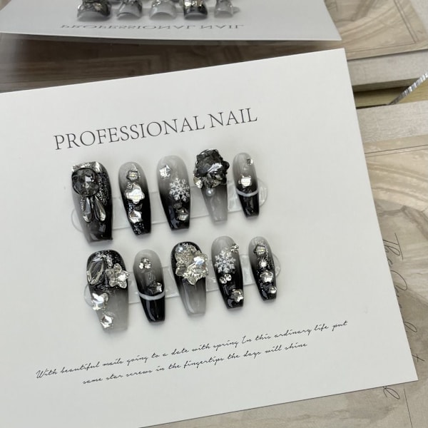 10 stk Pure Manual False Nail Snowflake Håndlavede negle M M