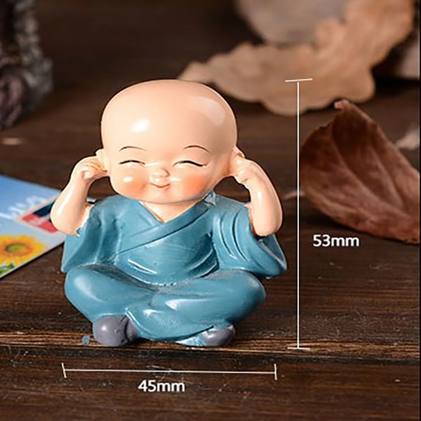 8 kpl Little Monk Resin Doll Ornaments Söpö munkkipöytä 4 pcs