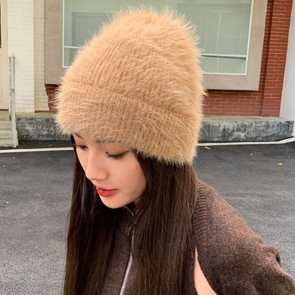 Kanin Uld Cap Strikket Hue HVID White