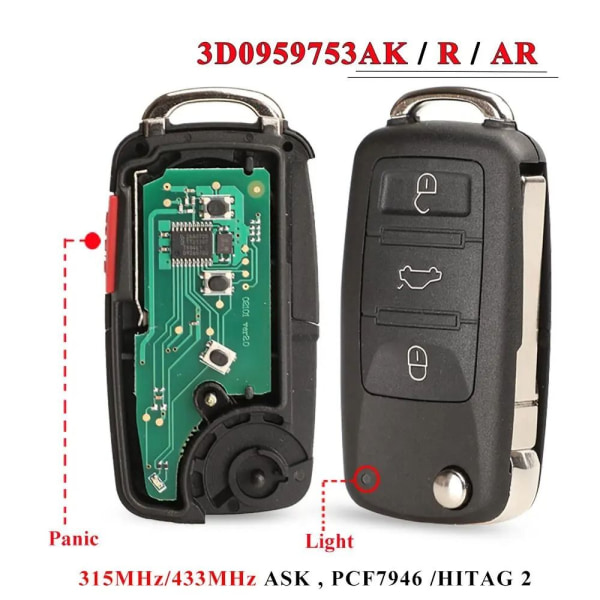 Fjärrstyrd bilnyckel Bilnyckel 433MHZ 4 KNAPP 433MHZ 4 KNAPP 433Mhz 4 button