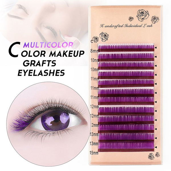 Färgglada individuella ögonfransar Premade Volym Fans LILA 0,07C purple 0.07C-0.07C