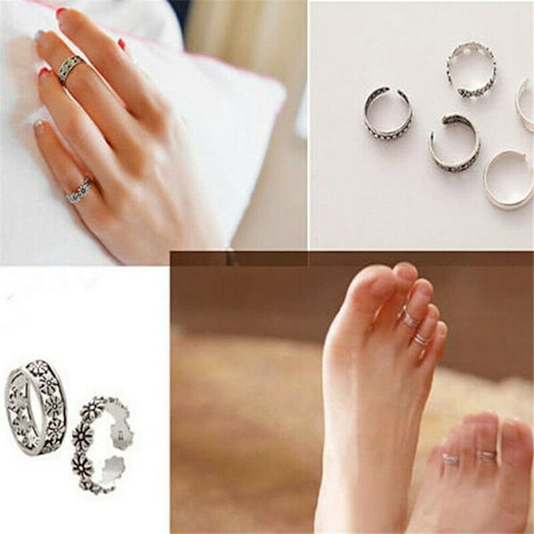 12 kpl / Set Foot Ring Set Open Finger Rings Varvasrenkaat