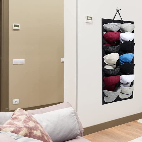 2st Baseball Hat Rack Cap Organizer Cap Förvaringsväska Black 2Pcs-2Pcs