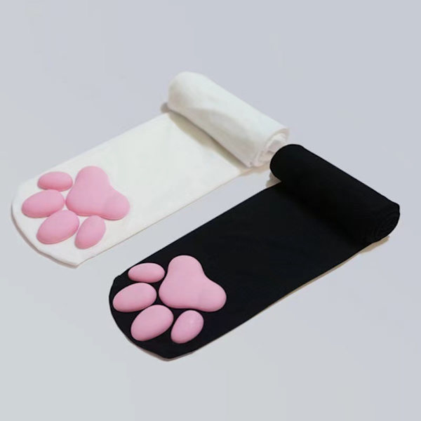 Cat Paw Socks Body-Stocking HVID white