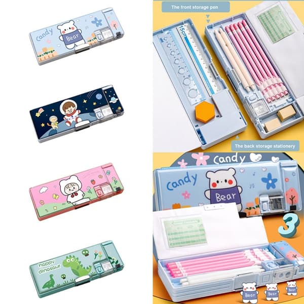 Multifunksjons dobbeltlags penneske Creative Stationery Organizer