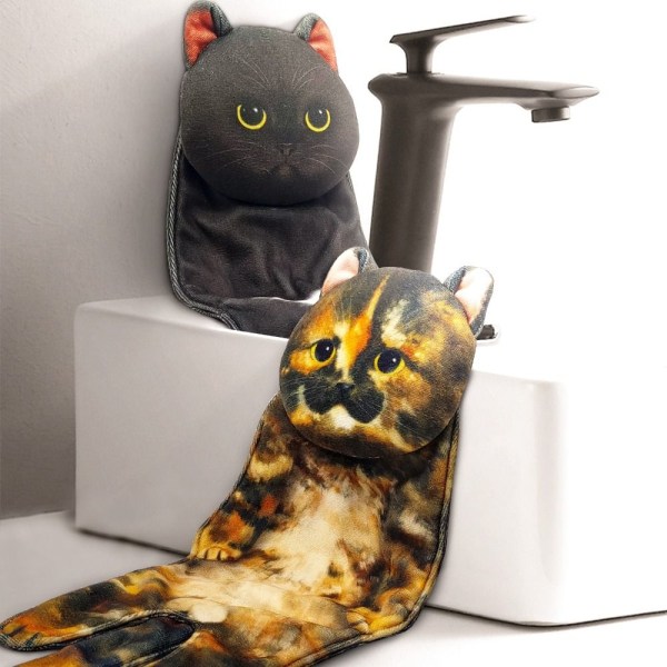 Søt kattehåndkle hengende vaskekluter 03 03 03