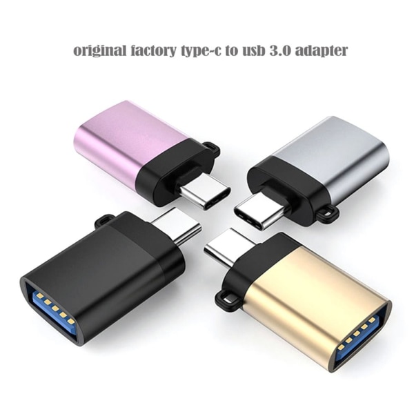 5 stk Type C til USB 3.0 Adapter OTG Adapter SVART Black