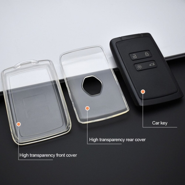 Bilnøkkeletui Nøkkelvesken Deksel TRANSPARENT SORT TRANSPARENT SORT Transparent black