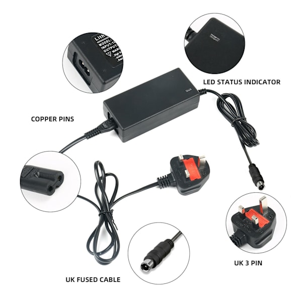 Batterilader for elektrisk scooter for Xiaomi M365/Pro EU-kontakt