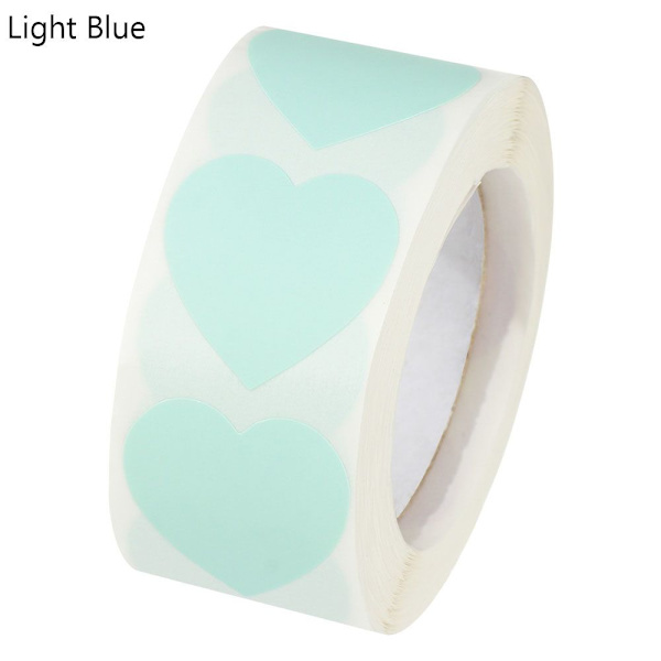 500 st Love Heart Shaped Seal Etiketter LJUSBLÅ light blue