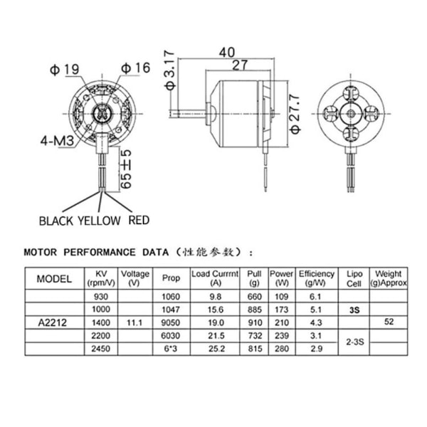 A2212 motor børsteløs motor A2212 KV1000 A2212 KV1000 A2212 KV1000