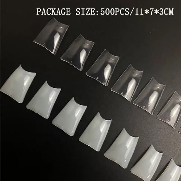 500st Nail Dual Form False Nail Tips TRANSPARANT TRANSPARENT