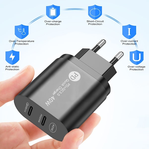 Snabbladdare Dual Port Plug WHITE EU EU White EU-EU