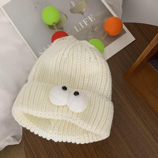 Big Eyes Cap Strikket Hue HVID white