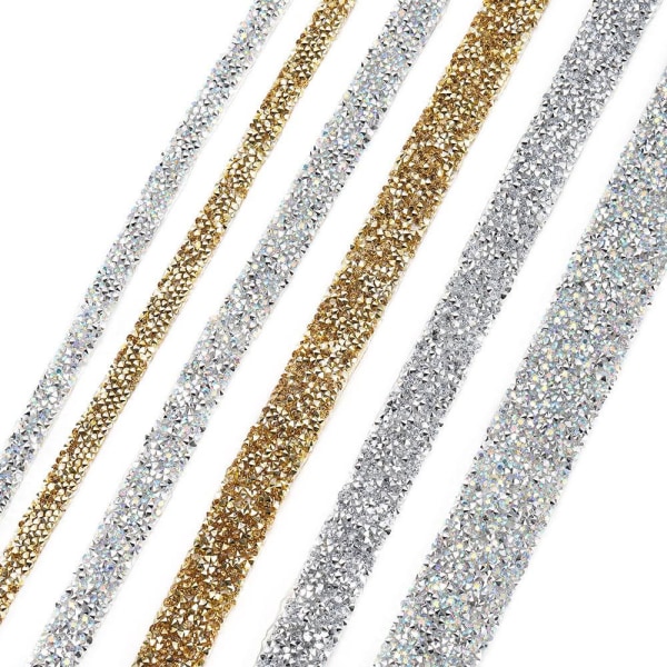 Rhinestone Trim Crystal Tape GULD 30MM BREDD 30MM BREDD gold 30mm width-30mm width