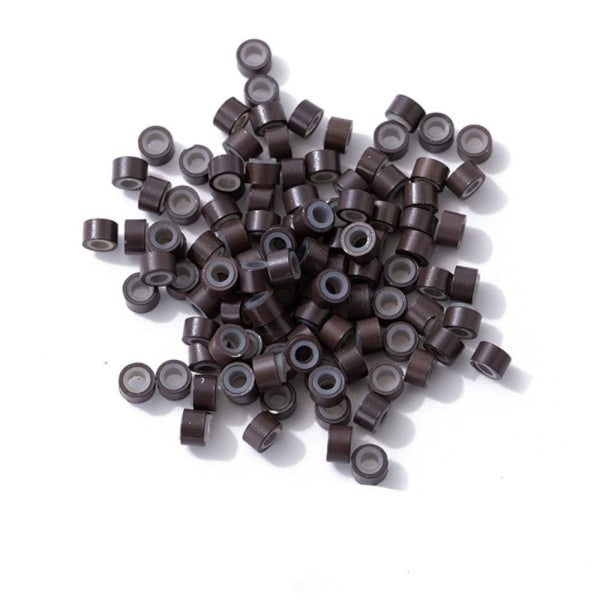 500st Micro Rings Links Pärlor MÖRKBRUNA dark brown