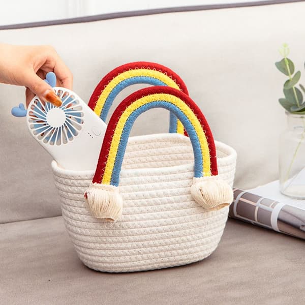 Cotton Rope Woven Bag Handväskor BLÅ blue