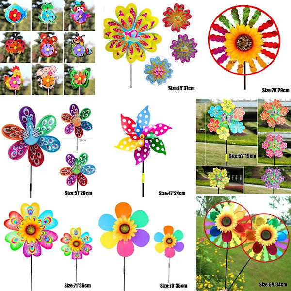 Färgglada djurväderkvarnar Layout Pinwheels Leksaker 3 3 3