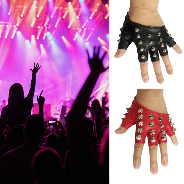 Punk Gloves Half Finger Gloves RØD STOR NAGLE STOR NAGLE red big rivet-big rivet